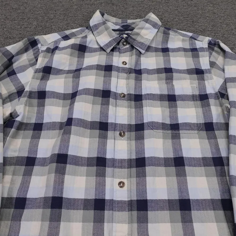 The North Face Shirt Mens Large Blue Plaid Long Sleeve Button Up Casual Cotton